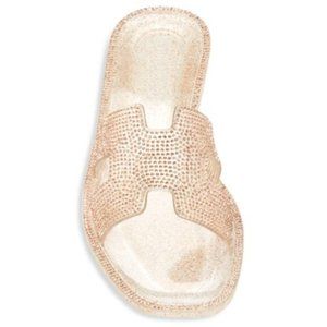 Steve Madden Rose Gold Rhinestone Jelly Sandals/ Slides -- Size 7
